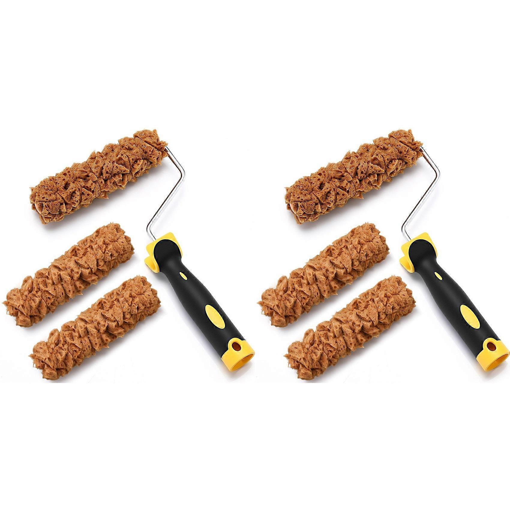 2X Paint Roller Kit 6 Pcs Texture Sponge Paint Rollers 6 Inch Texture Pattern Roller Brush Tool with Roller Frame
