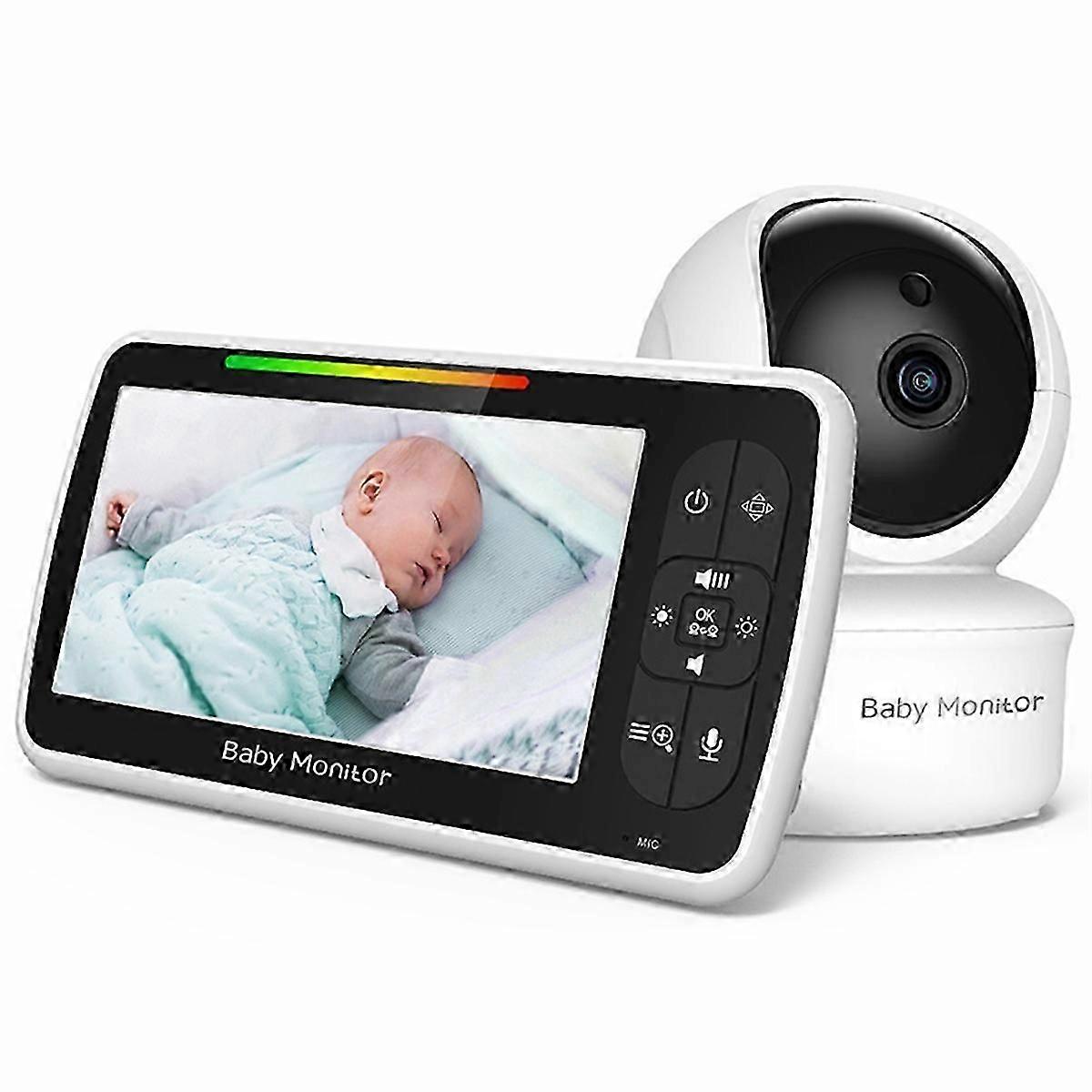 Monitor de bebê HD de 5 polegadas, monitor de vídeo para bebês, plugue