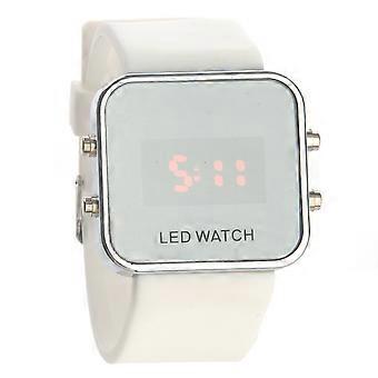 Red LED Mirror Watch Fashion Square Face Unisex Digital Wrist Watch 2Pcs