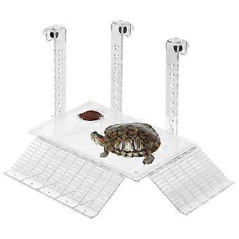 Rampa de escalada para tortugas de 30x18 cm, altura ajustable, plataforma de secado al sol de acrílico para tortugas, ideal para mascotas, tortugas y reptiles de acuario.