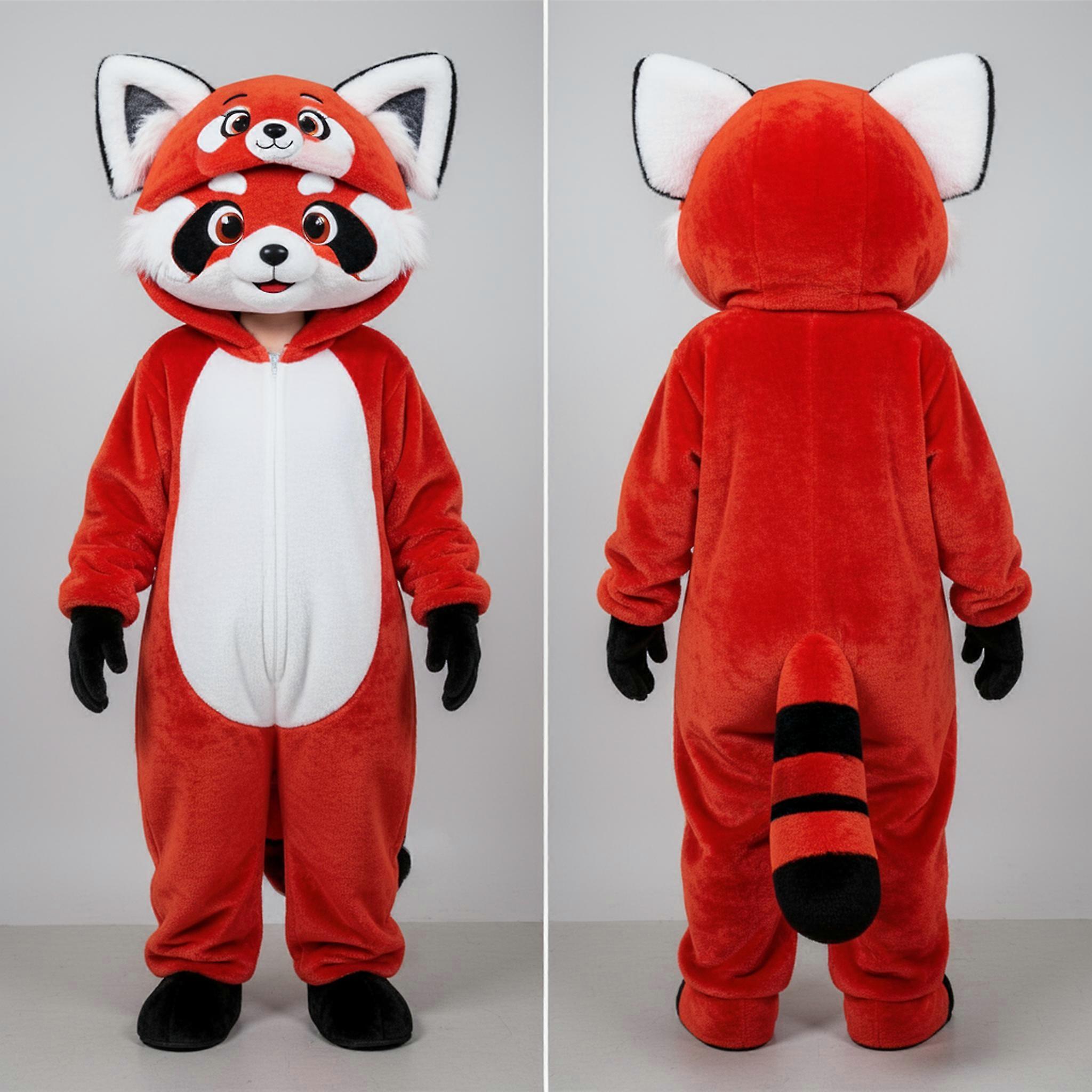 MASTICOT White Fluffy Red Panda Mascot