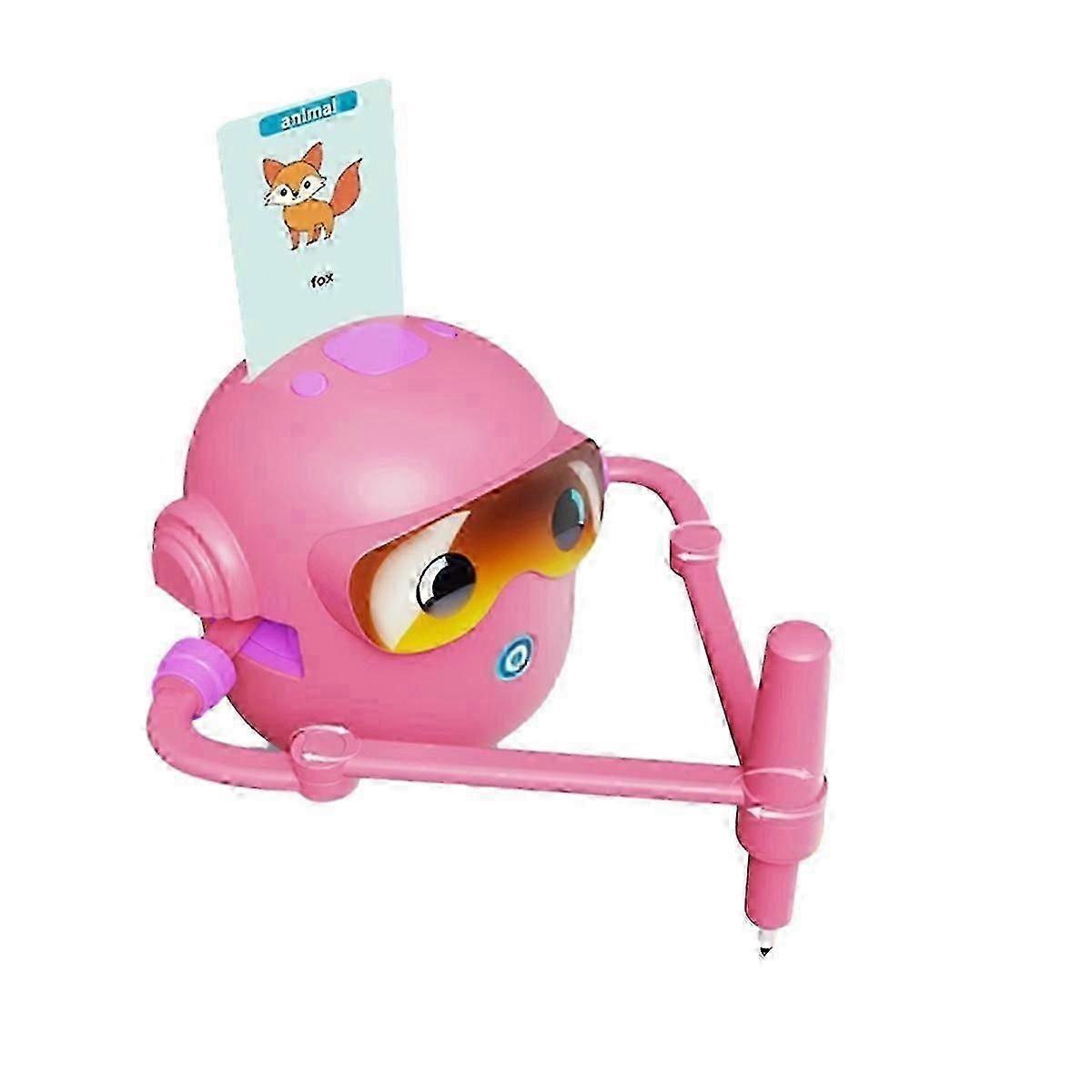 Educational drawing robot compatible with children. Interactive learning toy. Pink QV
