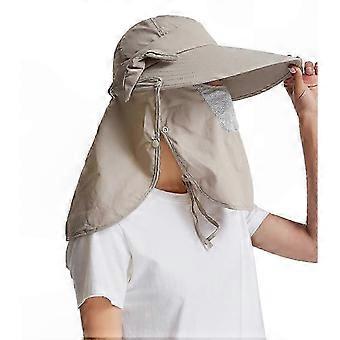 wide Brim Sun Hat for Women with UPF 50+ Protection Detachable Flap Outdoor Visor for Hiking Fishing Travel_HP