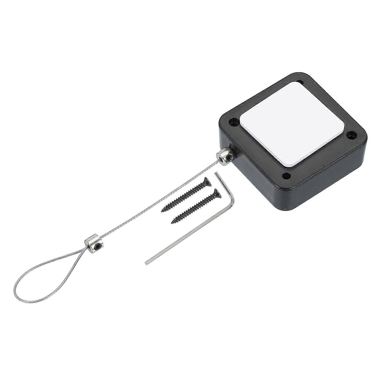 5ft Retractable Remote Control Tether with Secure Lock Buckles and Adhesive Mount, Black