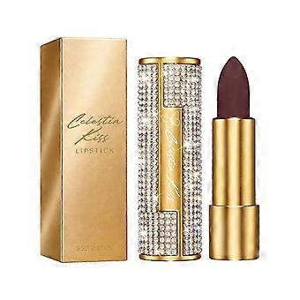 Lipstick, Dark Purple-Brown Diamond Encrusted, Two-In-One Coloring Lip Care, Nourishing Moisturizing, Pigment Rich, Silky Smooth, Long Lasting