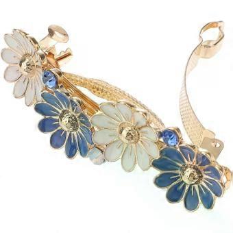 minkissy Alloy Spring Hairpin Daisy Flower Design Simple Tail Clip for Women Fashion Hair Accessory