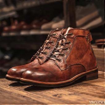 Modieuze nieuwe werkschoenen voor heren. Retro design, comfortabele leren schoenen, casual, veelzijdig, motorfietslaarzen, veterschoenen voor heren. Schoenen.