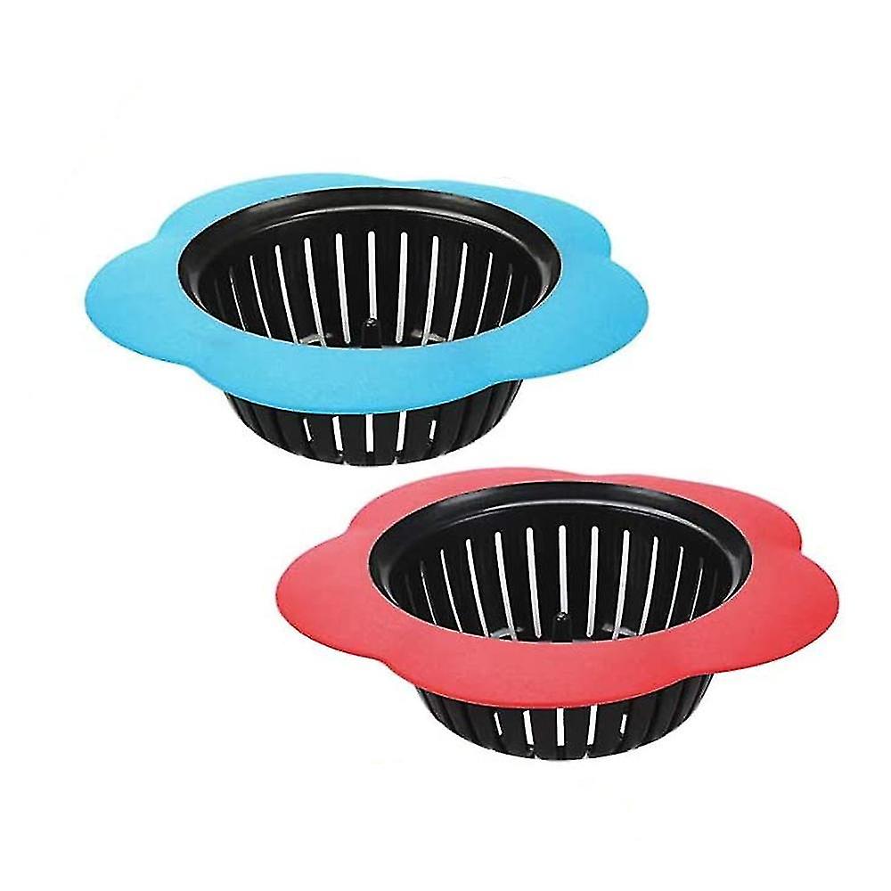 Sonstiges Spülbeckenzubehör, 2er-Set Kunststoff-Spülbeckensiebe zum Reinigen von Spülbeckenabflüssen. Blaue und rote Rollen