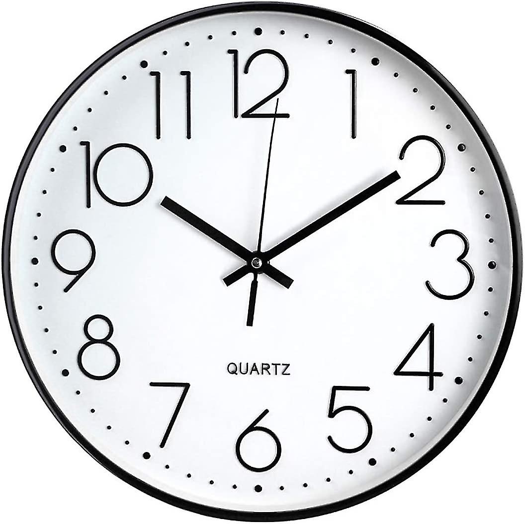 Wall Clock Without Ticking, Modern, Silent, Large Black Dial