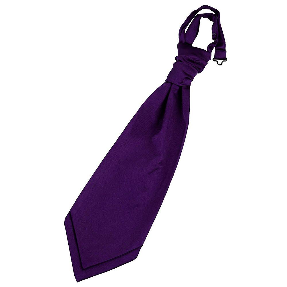 Purple Plain Satin Pre-Tied Wedding Cravat