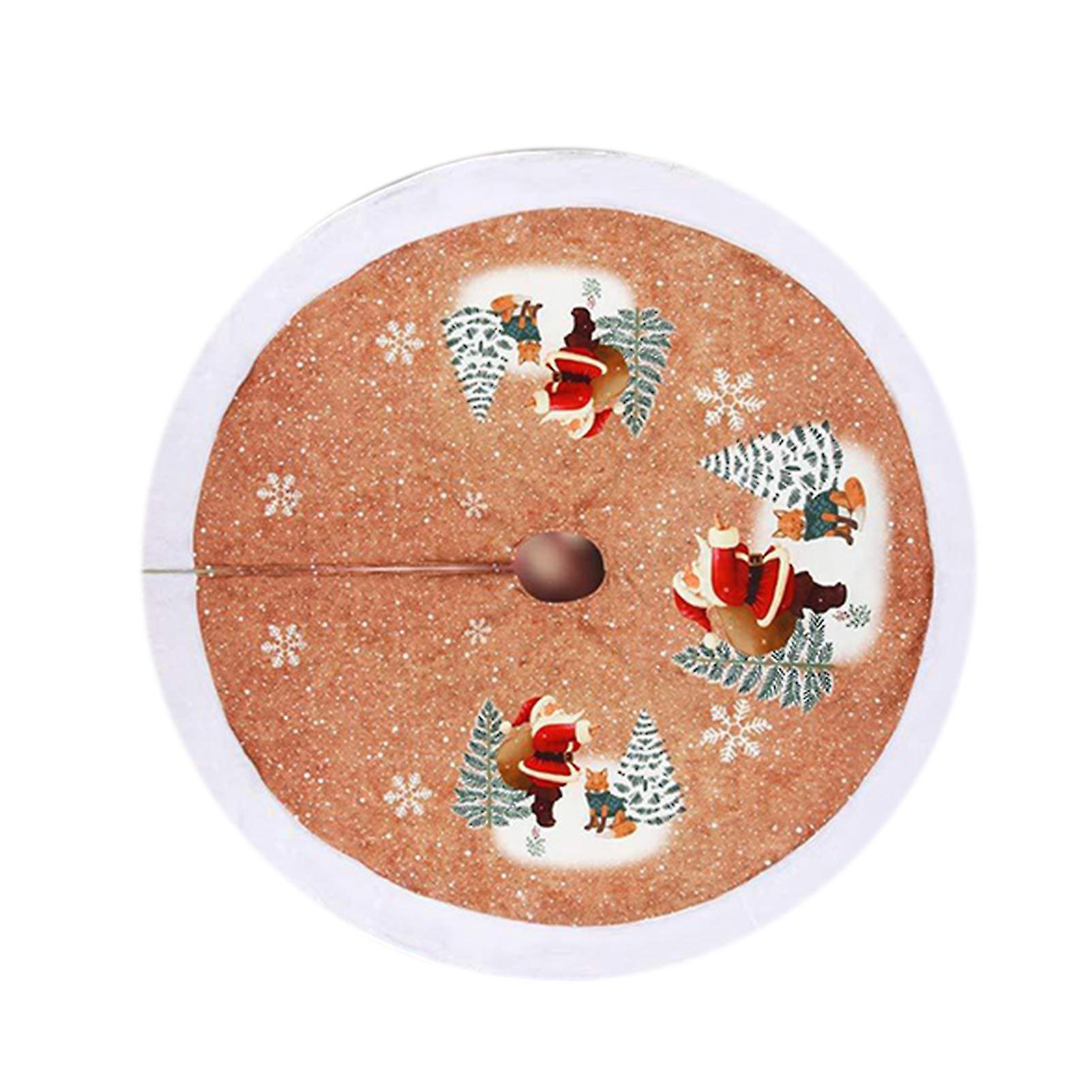 Pull String Cloth Christmas Tree Skirt With Santa Claus Snowflake