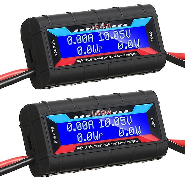 2Pcs 150a High Precision Watt Meter With Backlight Digital Lcd Screen For Rc Solar Voltage Current Power Discharge