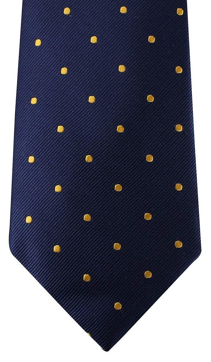 David Van Hagen Polka Dot Tie - Navy/Gold