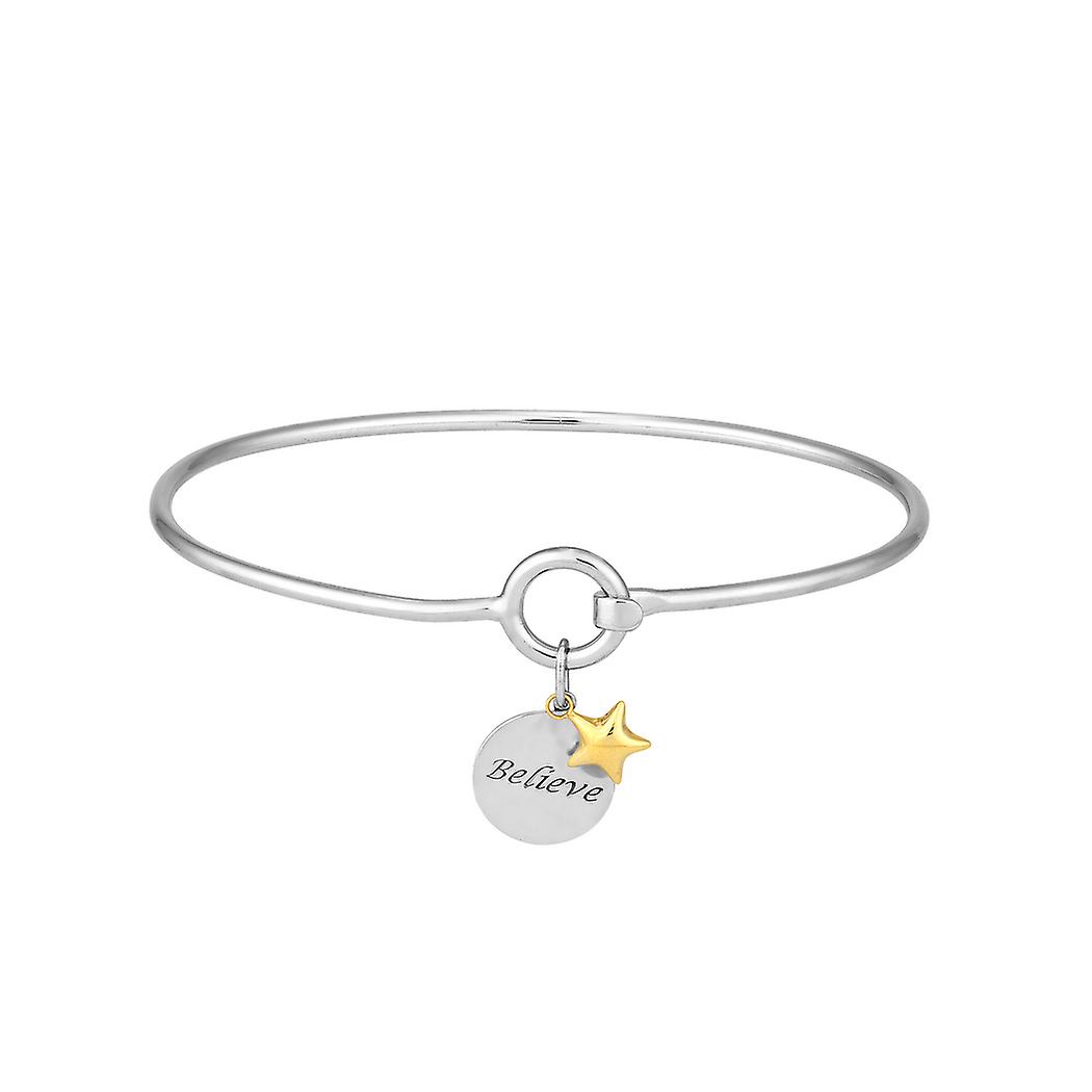 14Kイエローゴールドと925スターリングシルバー14Kビリーブディスク-14Kスターコイルバングルブレスレットカフブレスレット女性用ブレスレット