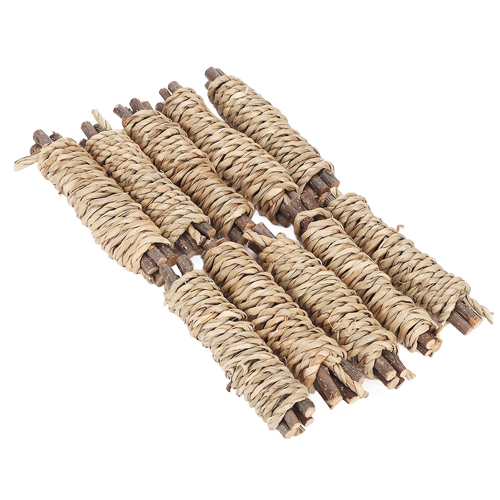 10PCS Rabbit Chew Sticks Teeth Grinding Relieve Boredom Natural Seagrass Molar Sticks for Rabbit Hamster