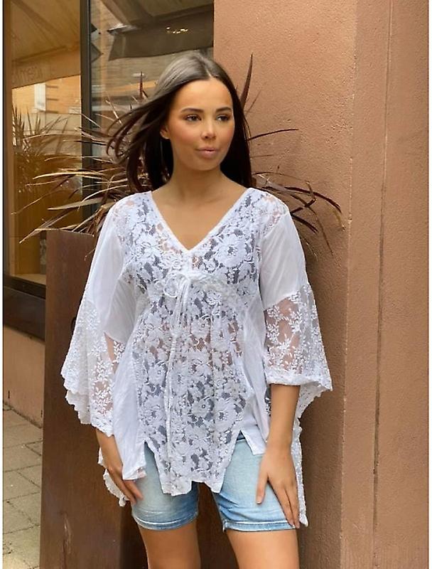 Monica Spets Tunika - Vit