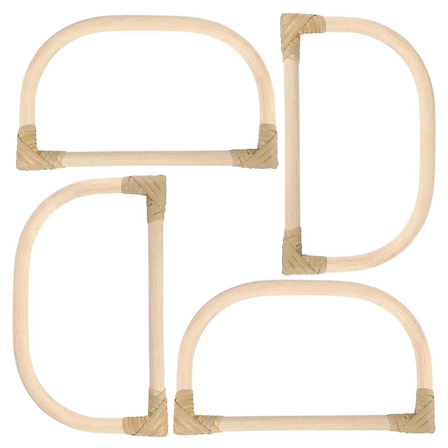 4 rounded bamboo bag handles 15.5 x 9 cm