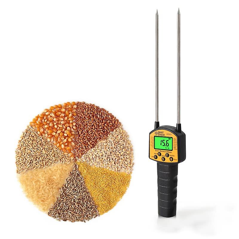 Grain Moisture meter, Digital moisture tester with backlight and voice alarm Handheld grain analyzer with nickelplated needles for wheat,