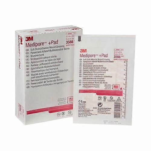3M 粘合敷料 Medipore 3-1/2 X 4 英寸软布矩形白色无菌,4 件装(1 件装)