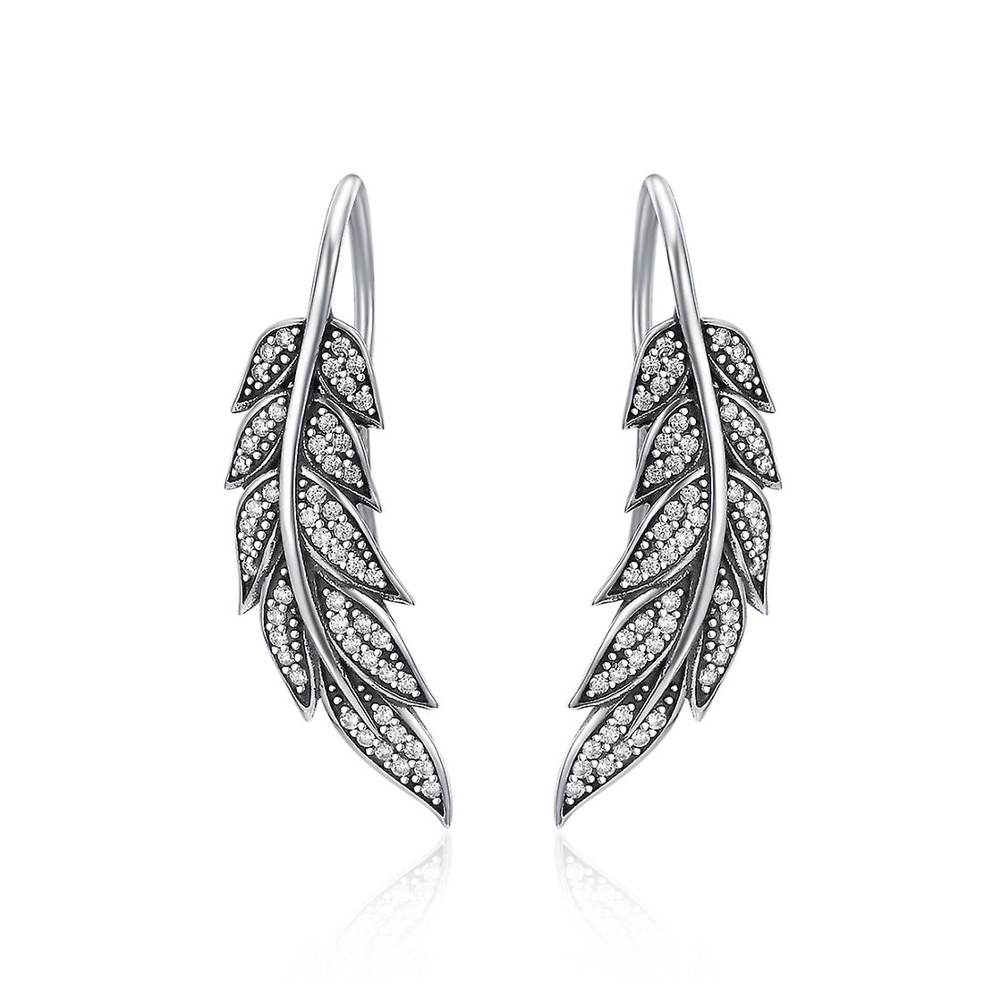 Diamond Leaf Silver Earrings SCE215