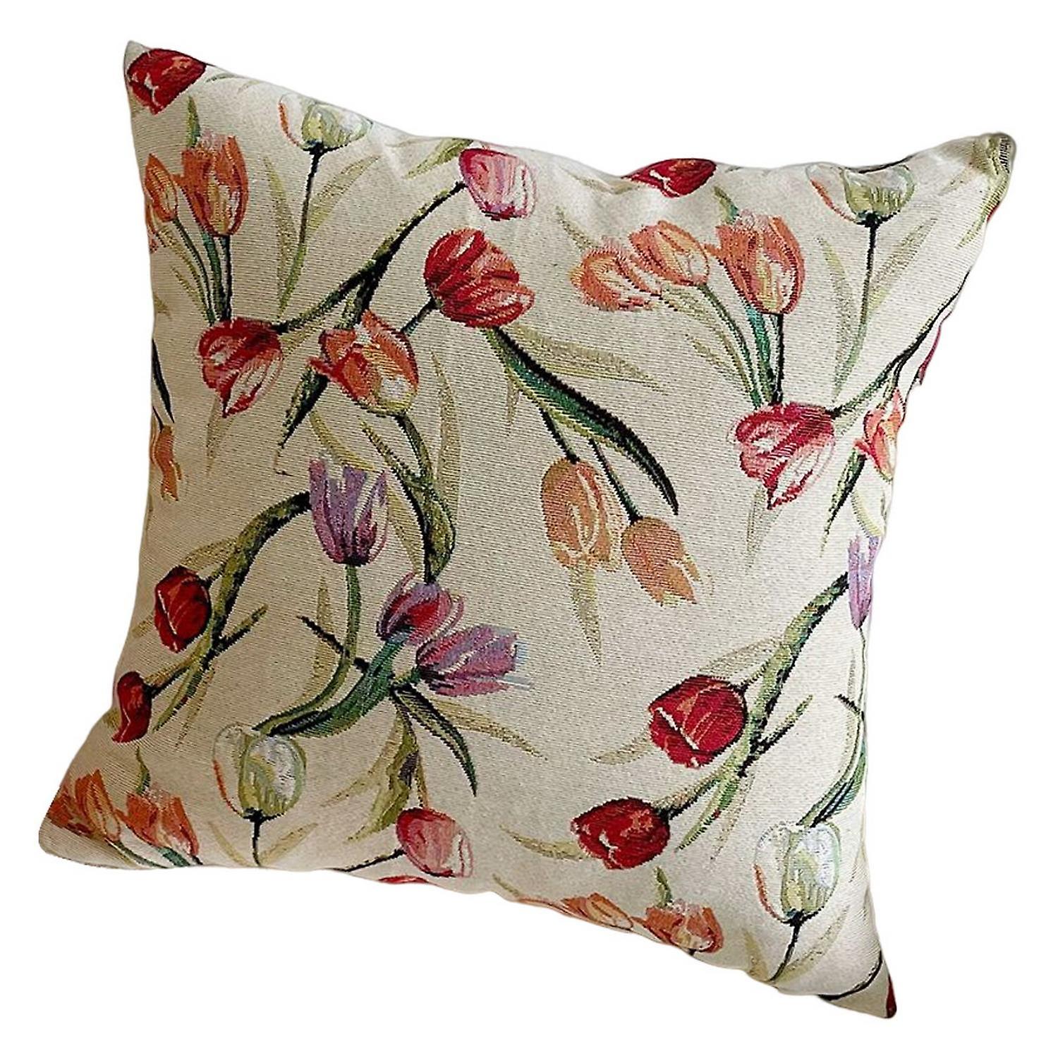 Taie d’oreiller Décoration de la maison Housse de coussin d’oreiller imprimée tulipe rétro double face pour voiture