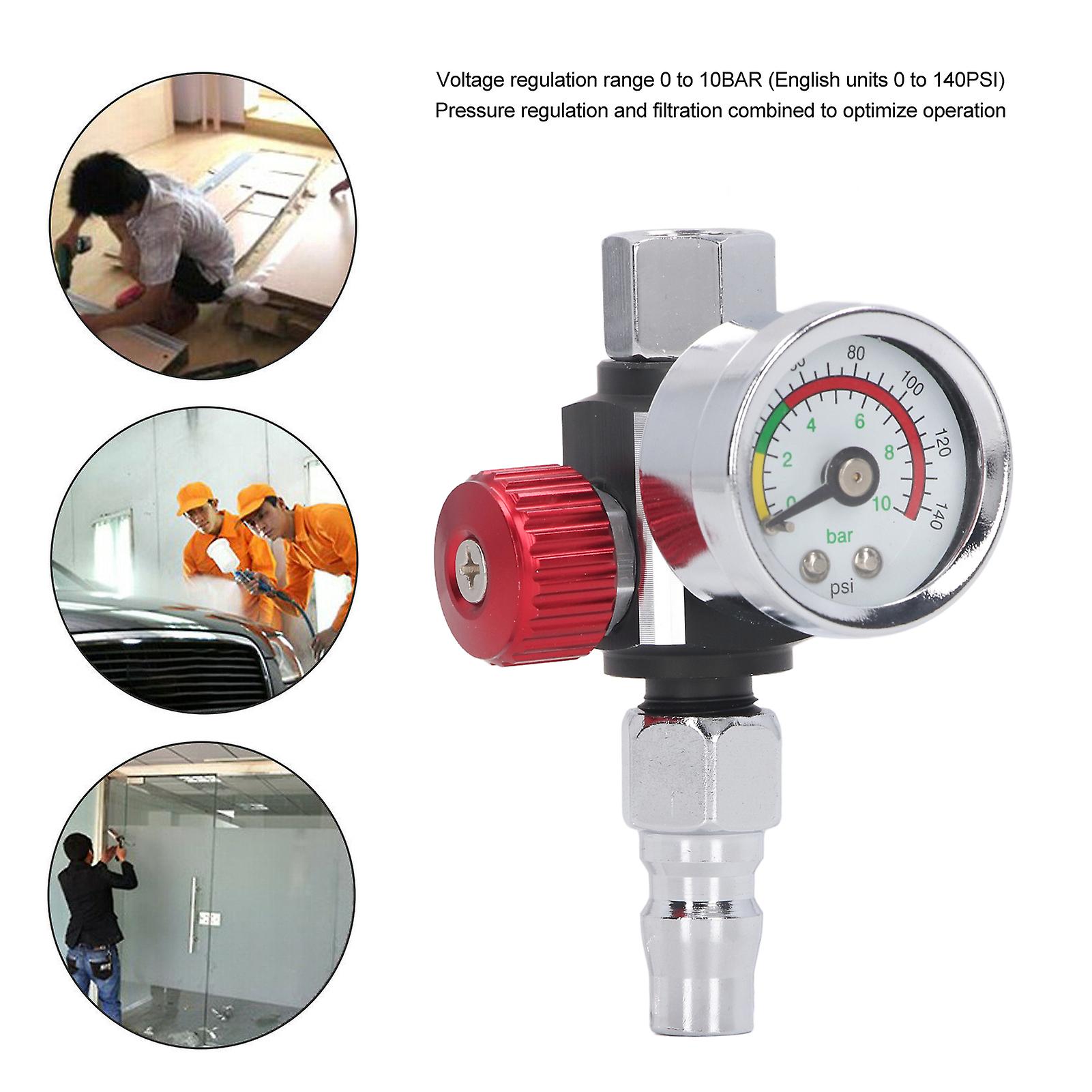 Paint Sprayer Air Pressure Regulator,G1/4in Quick Accurate Regulating Paint Gun Air Adjusting Regulator,140psi Air Pressure Regulator Valve 0 to