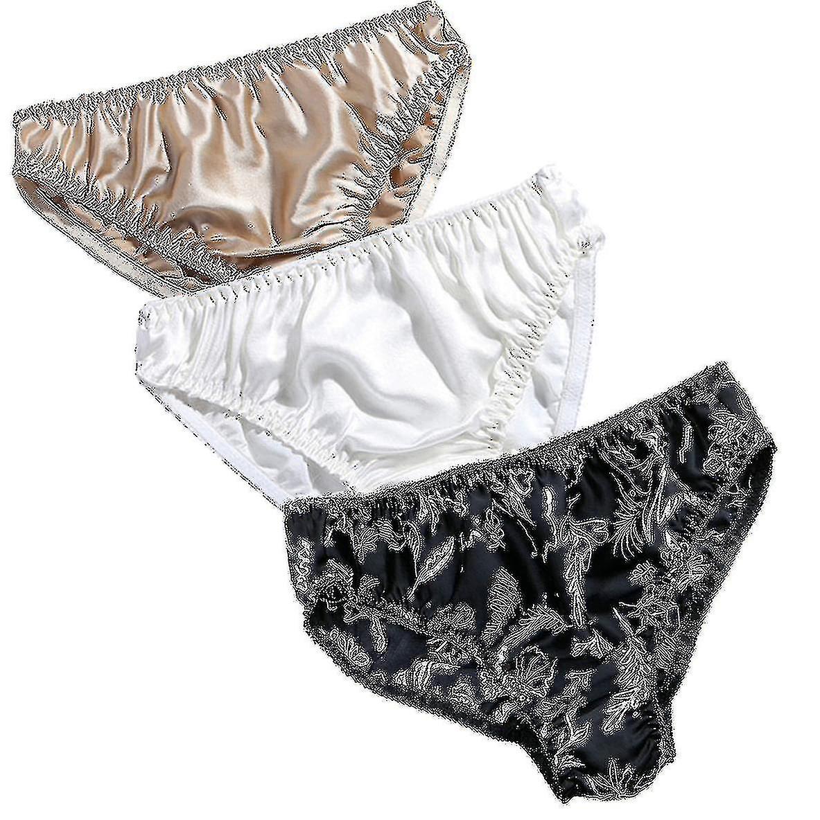 Kvinners silke truser Bikini sateng strandklær badeshorts 3 pakke #-YUHAO