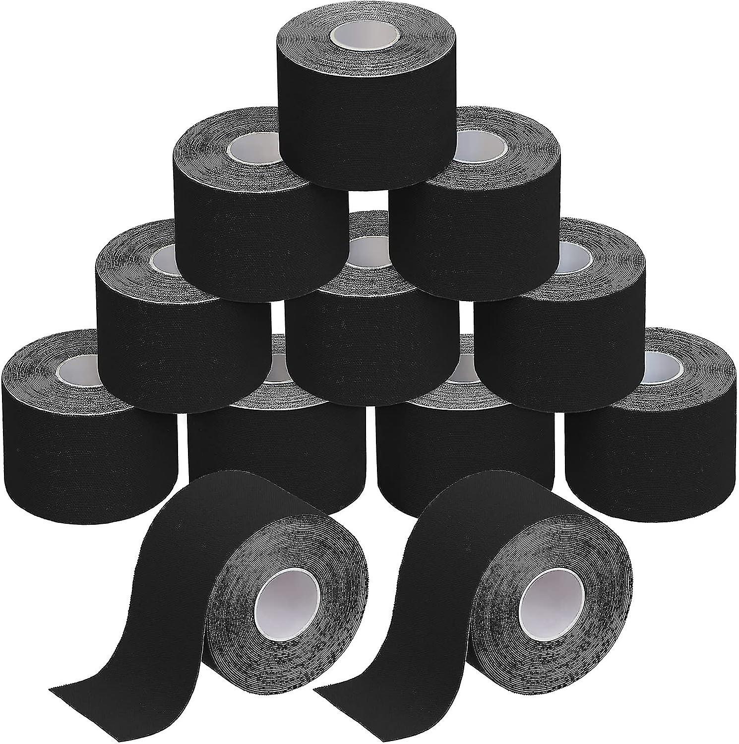 Sport 12 Rolls Kinesiology Tape 5 M X 5 Cm Many Colors E-book Application Examples Mcle Support Elastic Strapping Tape, Colour:white