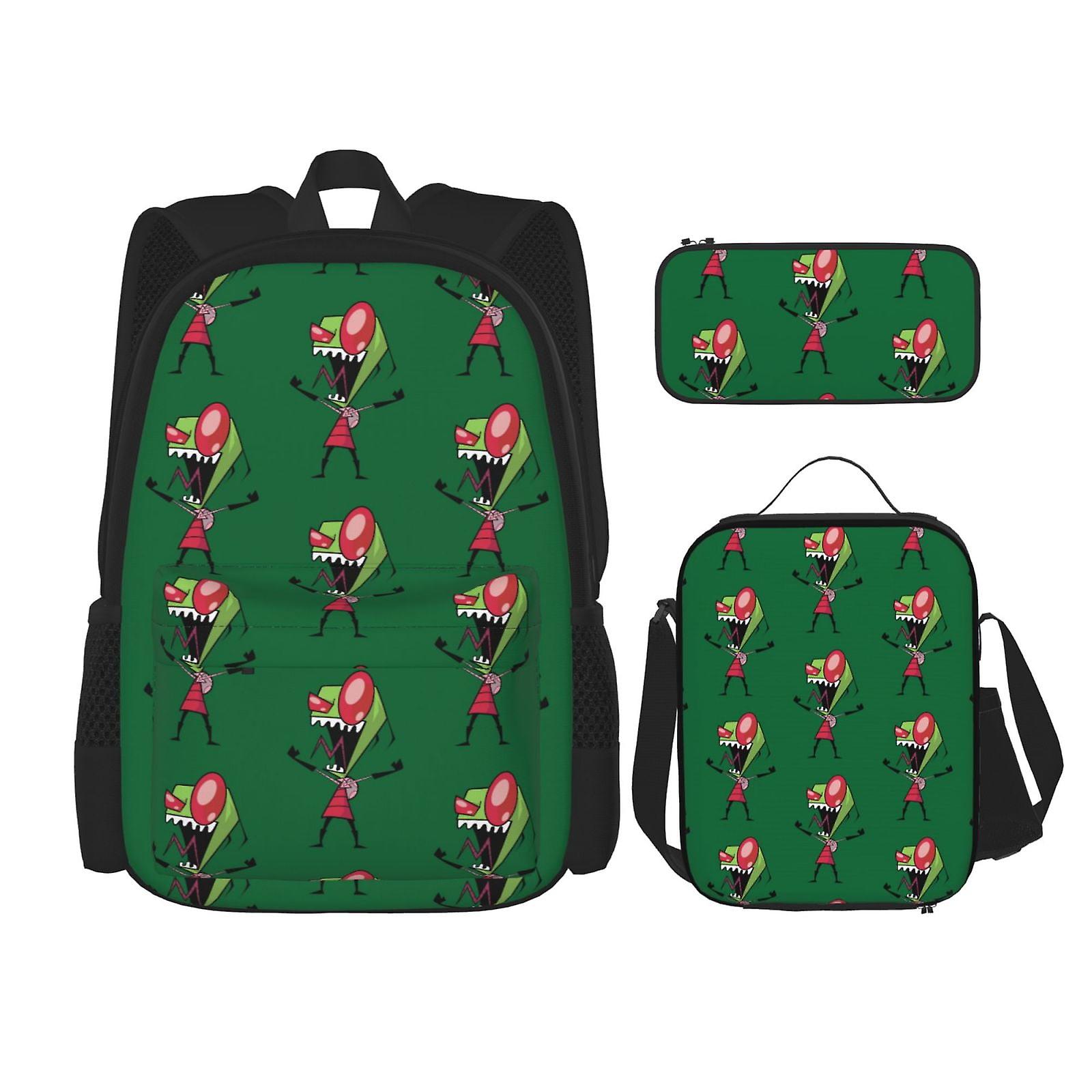 Invader Zim Rucsac moda Daypack pentru drumeții Anime Bag Notebook Bag Pencil Case Lunch Bag Combination