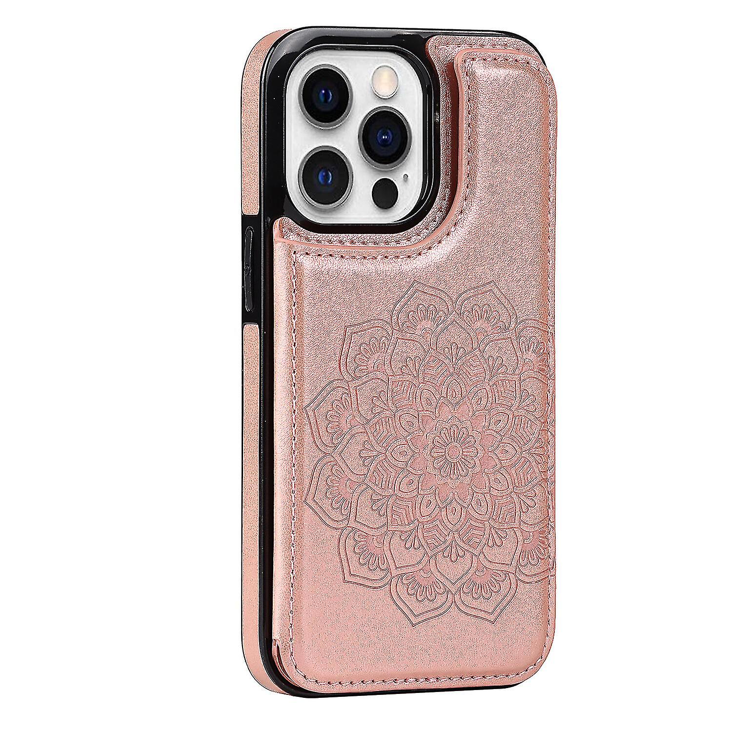  Case Iphone 13 Pro With Card Holder Pu Leather Datura Flowers Pattern