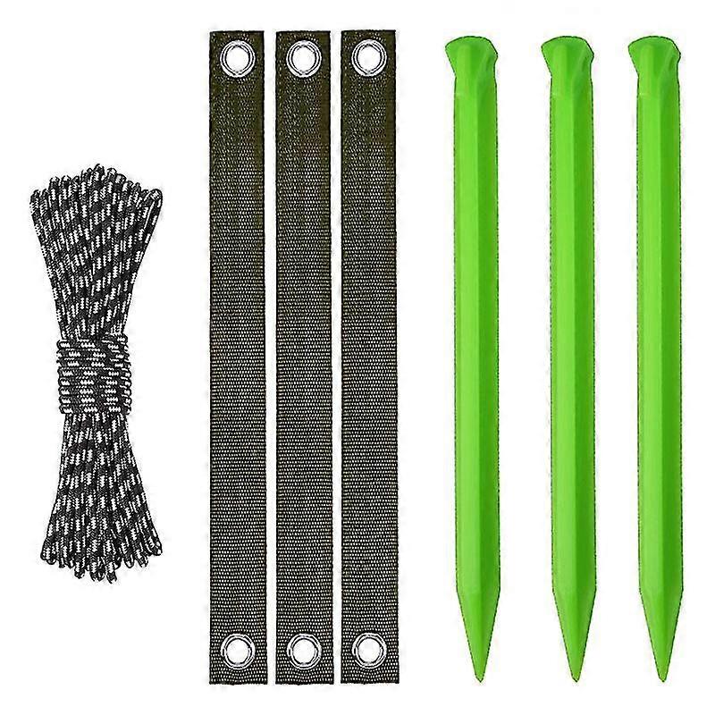 ال شجرة استقامة كيت | مجموعة حصص الأشجار مع حزام حبل قوي ورهانات - مجموعة حصص الشجرة مع 3 أحزمة شجرة ، 3 حصص شجرة ، 1 حبل ، حصص شجرة