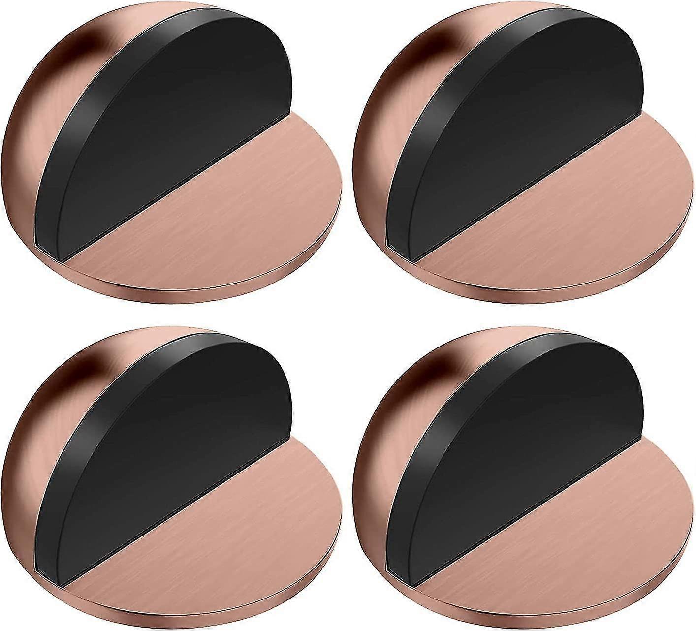 4 قطع نصف القمر الفولاذ المقاوم للصدأ الكلمة سدادة الباب، لاصق توقف الباب مع ملصقات، الأحمر البرونزي