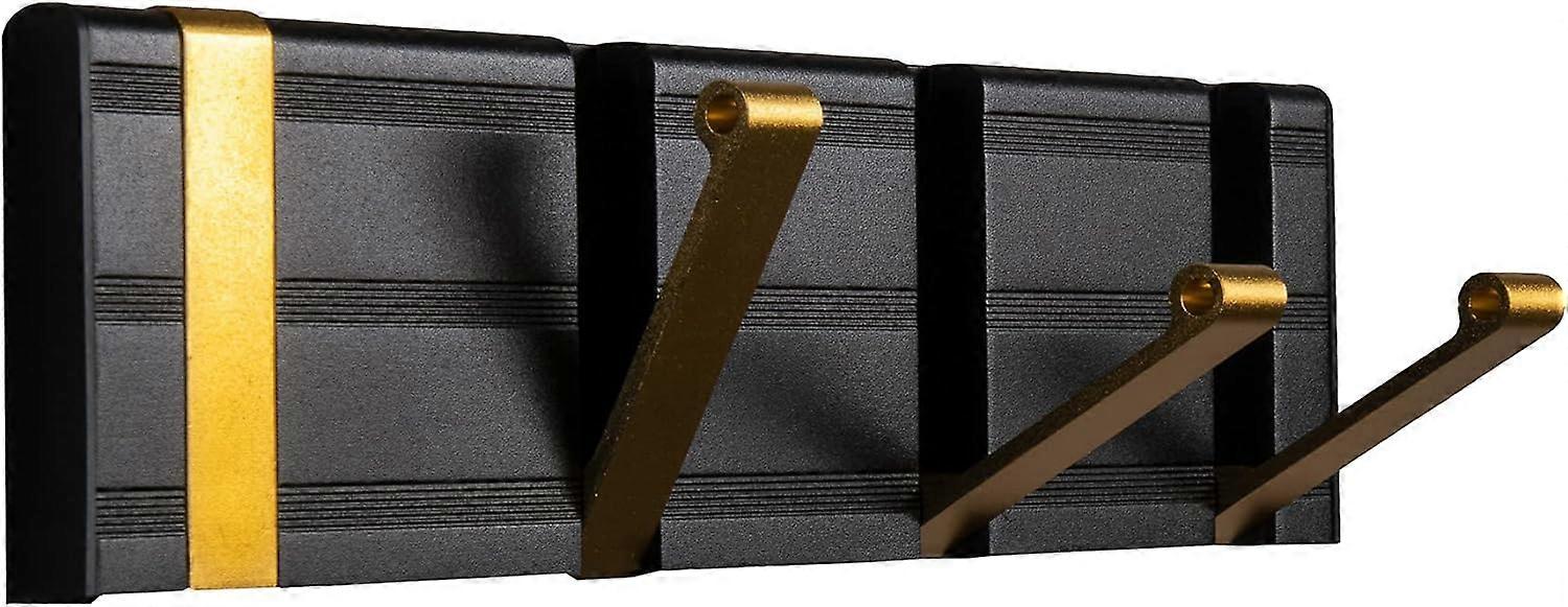 4 Hooks Decorative Collapsible Wall Hooks, Collapsible Coat Hooks, Home Storage Hooks, Wall Mounted Hooks, Black/Gold