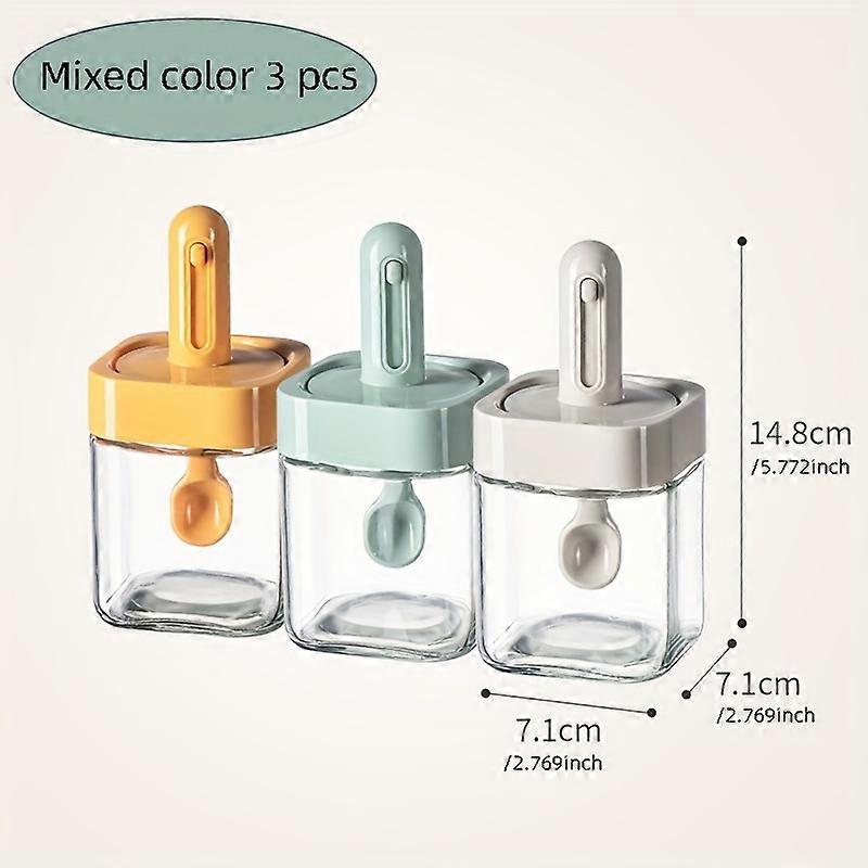 3pcs, Seasoning Pot, Kitchen Spice Jar, Seasoning Containers, Salt And Pepper Jar, Pepper Contaniers, Seasoning Storage With Lid, Food Storage Box Wit