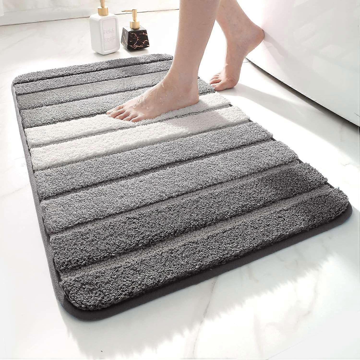 Non-Slip Bath Mat, Extra Soft Bathroom Rug, Machine Washable, Water Absorbent, 50 x 80 cm, Grey