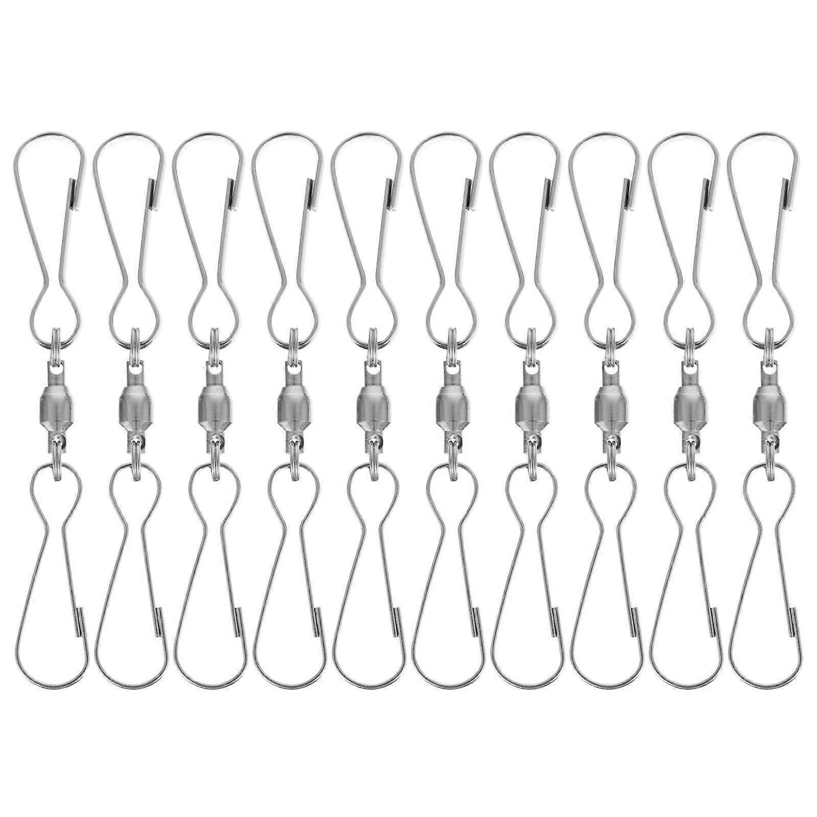 10Pcs Stainless Windbell Hooks Rotary Wind Chime Pendant Accessories (Silver)