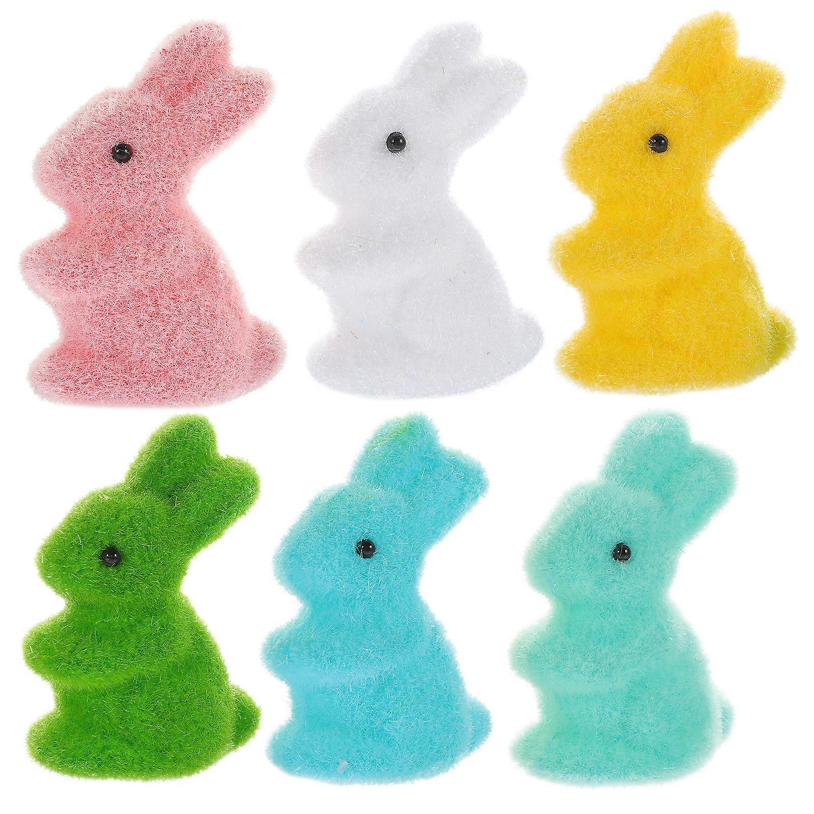 6pcs Small Rabbit Decorations Easter Party Foam Bunny Figurine Easter Party Table Decoration