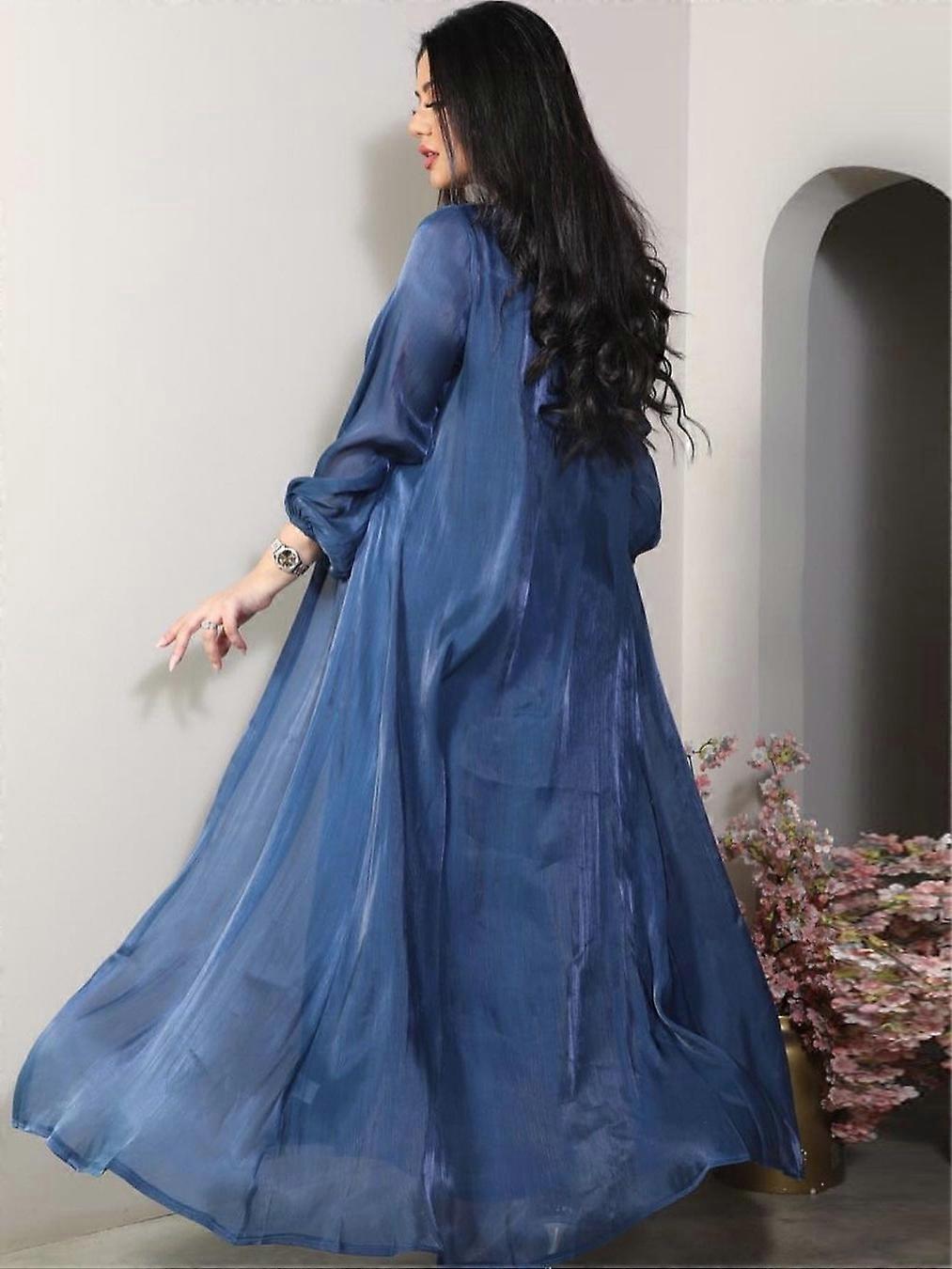 Islamic Two Piece Front and Back fully Beaded Party Abaya Black