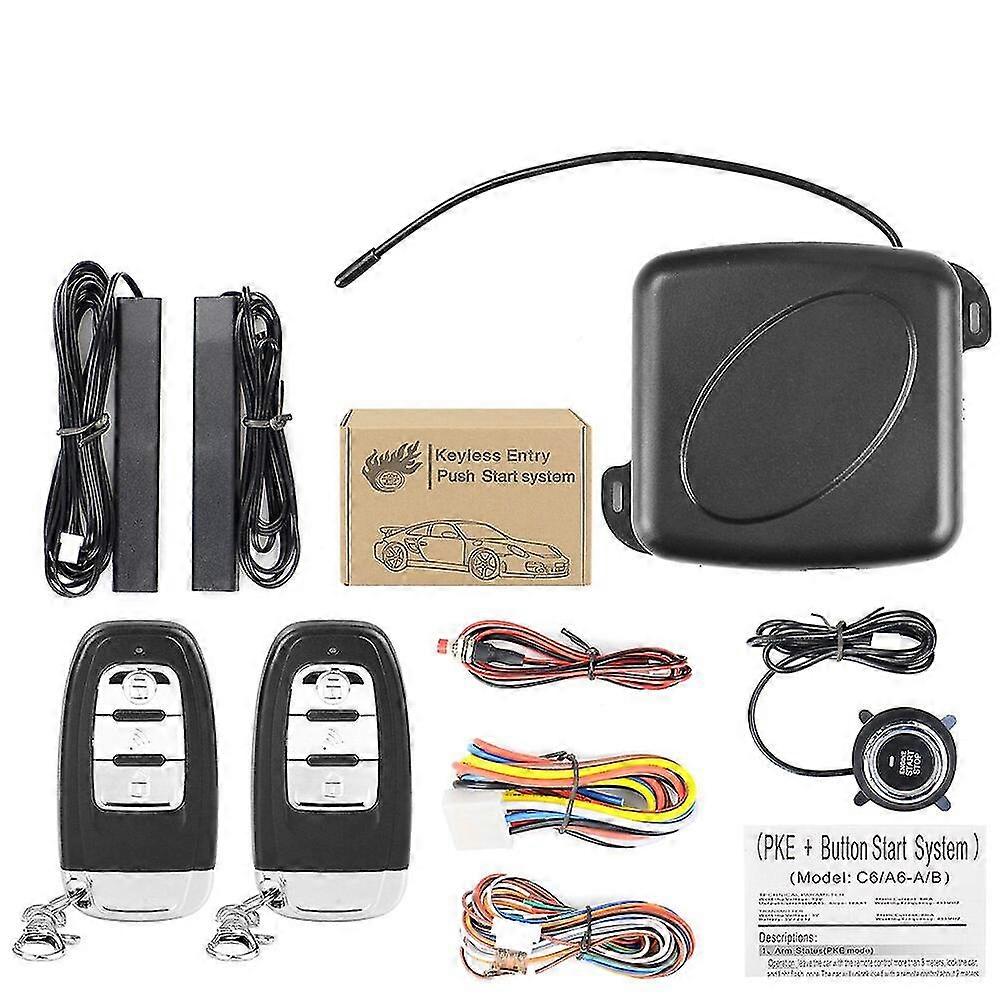 Universlly c6 model car alarm remote control car keyless entry engine start alarm system push button remote starter stop auto