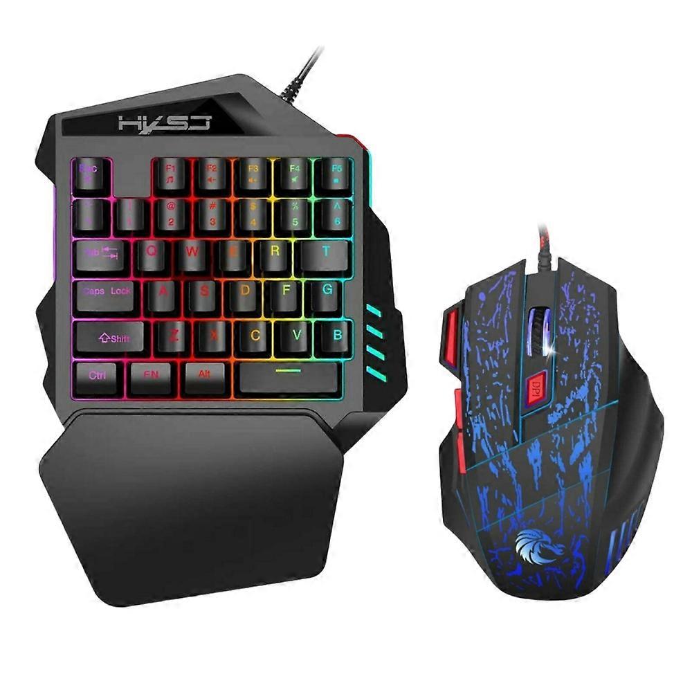 Mini 35Keys RGB Backlight Small Keyboard Single Hand Gaming Keyboard with Mouse