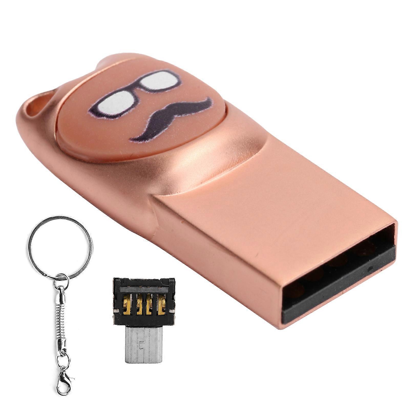 U Disk Cartoon Moustache Pattern USB Flash Drive Computer Data Storage Memory Stick16GB Rose Gold