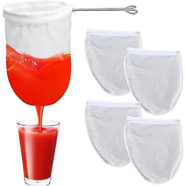 4-Piece Vegetable Milk Bag Set, Reusable Cotton Strainer with Zipper, Nut Milk Bag for Cheese, Soup