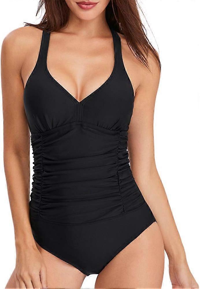 Maillots de bain une pièce pour femmes Ruched Tommy Control Maillots de bain V Neck Sexy Back Crossover Maillots de bain
