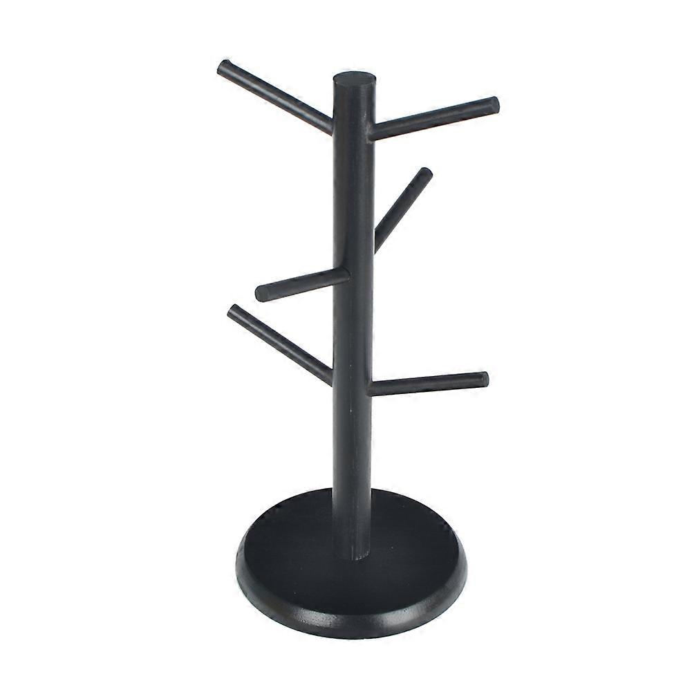 Coffee Cup Holder A Thicker Base Suitable for Countertops Cup Holder with 6 Hooks Black