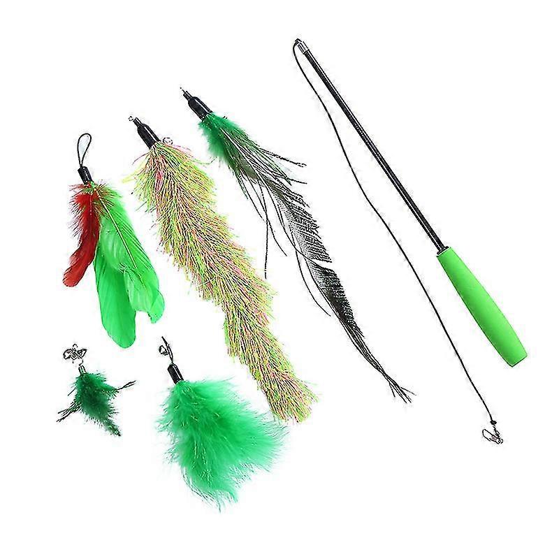 Cat Toy Interactive Cat Wand,various Replacement Head Telescopic Rods