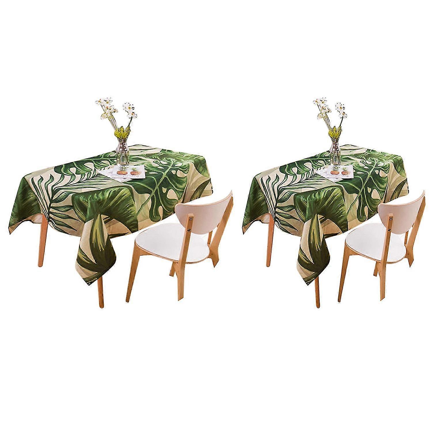Plants Pattern Linen Waterproof Tablecloths Decorative 90x90cm