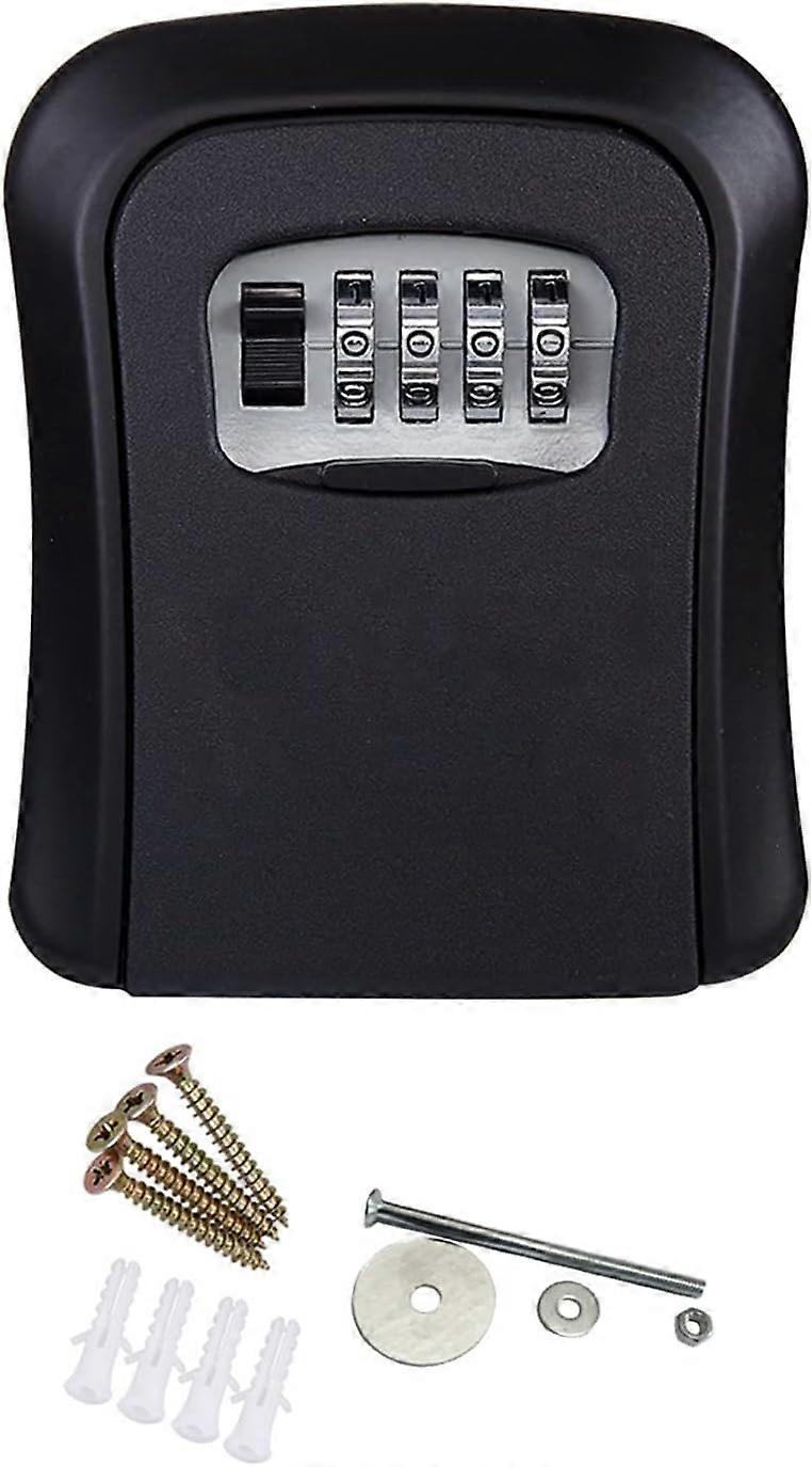4 Digit Combination Code Key Safe Wall Mount Wall Key Box for Home Garage Office School (Grey)