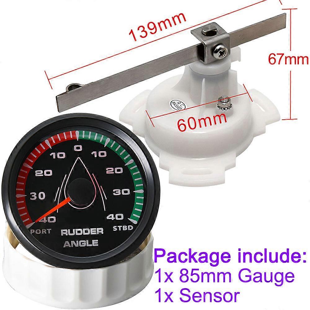 8 Color Backlight 85mm Rudder Angle Indicator 0-190ohm 40 L~40 R PORT STBD Rudder Angle Sensor Boat Marine 9~32V