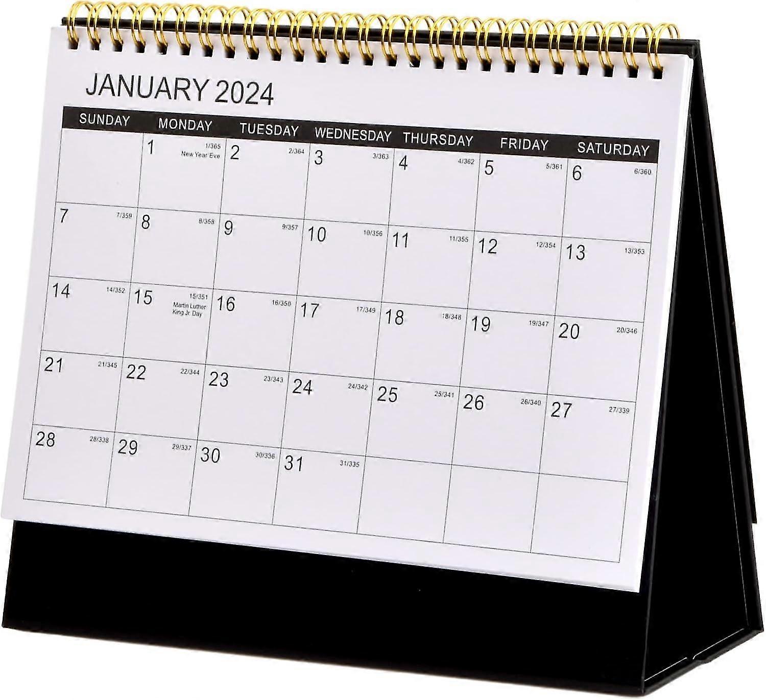 Desk Calendar 2024, Standing Flip Calendar English Desktop Calendar, 12 Monthly Calendar Planner With Task List & Notes For Home, Office