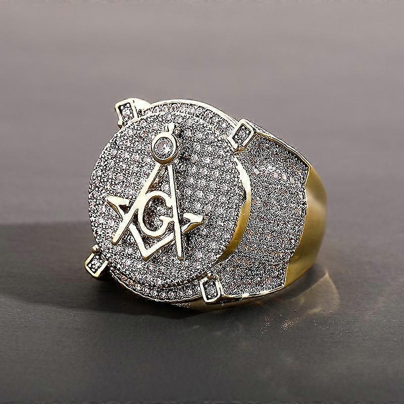 新しいトレンディなAgフリーメーソンリングメンズSリングボヘミアンクリスタル象眼細工リングオーストリアラインストーンメタルリングアクセサリーパーティージュエリー